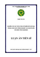 Luận án Nghiên cứu sự thích ứng với biến đổi khí hậu trong sản xuất nông nghiệp người dân ven biển tỉnh Nam Định