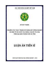 Luận án Nghiên cứu thực trạng sử dụng đất nông nghiệp và kinh tế hộ dưới tác động của đô thị hóa trên địa bàn thành phố Hà Tĩnh