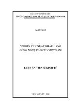 Luận án Nghiên cứu xuất khẩu hàng công nghệ cao của Việt Nam