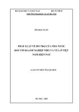 Luận án Pháp luật về hỗ trợ của nhà nước đối với doanh nghiệp nhỏ và vừa ở Việt Nam hiện nay