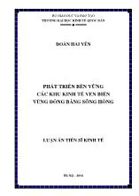 Luận án Phát triển bền vững các khu kinh tế ven biển vùng đồng Bằng Sông Hồng