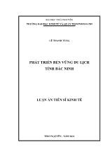 Luận án Phát triển bền vững du lịch tỉnh Bắc Ninh