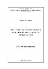 Luận án Phát triển kinh tế trong xây dựng nông thôn mới ở huyện Bình liêu, tỉnh Quảng Ninh