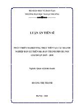 Luận án Phát triển marketing trực tiếp tại các doanh nghiệp bán lẻ trên địa bàn thành phố Hà Nội giai đoạn 2015 – 2030