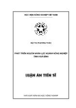 Luận án Phát triển nguồn nhân lực ngành nông nghiệp tỉnh Hoà Bình