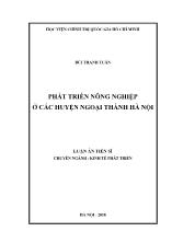 Luận án Phát triển nông nghiệp ở các huyện ngoại thành Hà Nội