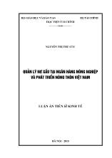 Luận án Quản lý nợ xấu tại Ngân hàng Nông nghiệp và Phát triển Nông thôn Việt Nam