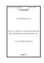 Luận án Quản lý nợ xấu tại ngân hàng thương mại Cộng hòa dân chủ nhân dân Lào