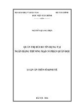 Luận án Quản trị rủi ro tín dụng tại ngân hàng thương mại cổ phần quân đội