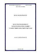 Luận án Quản trị thanh khoản tại ngân hàng nông nghiệp và phát triển nông thôn Việt Nam