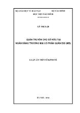 Luận án Quản trị vốn chủ sở hữu tại ngân hàng thương mại cố phàn quân đôi (MB)