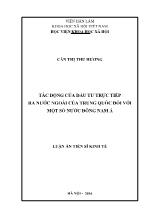 Luận án Tác động của đầu tư trực tiếp ra nước ngoài của trung quốc đối với một số nước Đông Nam Á