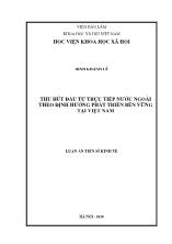 Luận án Thu hút đầu tư trực tiếp nước ngoài theo định hướng phát triển bền vững tại Việt Nam