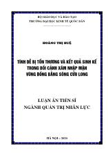 Luận án Tính dễ bị tổn thương và kết quả sinh kế trong bối cảnh xâm nhập mặn vùng đồng bằng Sông Cửu Long