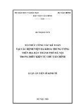 Luận án Tổ chức công tác kế toán tại các bệnh viện đa khoa trung ương trên địa bàn thành phố Hà Nội trong điều kiện tự chủ tài chính