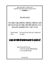 Luận án Tổ chức hệ thống thống thông tin kế toán quản trị chi phí trong các doanh nghiệp may Việt Nam