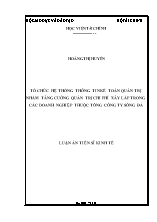 Luận án Tổ chức hệ thống thông tin kế toán quản trị nhằm tăng cường quản trị chi phí xây lắp trong các doanh nghiệp thuộc tổng công ty Sông Đà