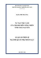 Luận án Tự tạo việc làm của thanh niên nông thôn Tỉnh Thái Nguyên