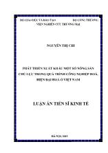 Phát triển xuất khẩu một số nông sản chủ lực trong quá trình công nghiệp hoá, hiện đại hoá ở Việt Nam