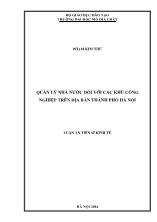 Quản lý nhà nước đối với các khu công nghiệp trên địa bàn thành phố Hà Nội