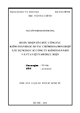 Tóm tắt Luận án Hoàn thiện tổ chức công tác kiểm toán Báo cáo tài chính doanh nghiệp xây dựng do các công ty kiểm toán nhỏ và vừa Việt Nam thực hiện
