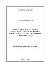 Xây dựng và sử dụng E - Learning vào dạy học các kiến thức hạt nhân nguyên tử Vật lí 12 THPT theo mô hình lớp học đảo ngược