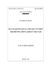 Bảo vệ quyền lợi của nhà đầu tư trên thị trường chứng khoán Việt Nam