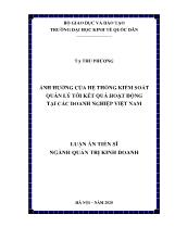 Luận án Ảnh hưởng của hệ thống kiểm soát quản lý tới kết quả hoạt động tại các doanh nghiệp Việt Nam