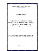 Luận án Ảnh hưởng của kiểm soát nội bộ tới hiệu lực quản lý tài chính đại học vùng tại Việt Nam - Nghiên cứu trường hợp đại học Thái Nguyên