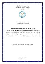 Luận án Ảnh hưởng của mối quan hệ giữa công nghệ thông tin và quản lý tinh gọn đến kết quả hoạt động kinh doanh của doanh nghiệp: trường hợp nghiên cứu tại thành phố Hồ Chí Minh