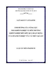 Luận án Ảnh hưởng của năng lực nhà khởi nghiệp và môi trường khởi nghiệp đến kết quả hoạt động của doanh nghiệp vừa và nhỏ tại Lào