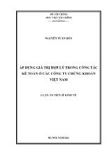 Luận án Áp dụng giá trị hợp lý trong công tác kế toán ở các công ty chứng khoán Việt Nam