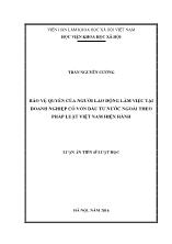 Luận án Bảo vệ quyền của người lao động làm việc tại doanh nghiệp có vốn đầu tư nước ngoài theo pháp luật Việt Nam hiện hành