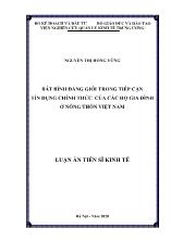 Luận án Bất bình đẳng giới trong tiếp cận tín dụng chính thức của các hộ gia đình ở nông thôn Việt Nam