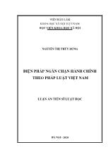 Luận án Biện pháp ngăn chặn hành chính theo pháp luật Việt Nam