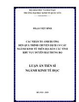 Luận án Các nhân tố ảnh hưởng đến quá trình chuyển dịch cơ cấu ngành kinh tế trên địa bàn các tỉnh khu vực duyên hải Trung bộ