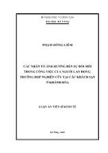 Luận án Các nhân tố ảnh hưởng đến sự đổi mới trong công việc của người lao động: Trường hợp nghiên cứu tại các khách sạn ở Khánh Hòa