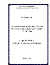 Luận án Các nhân tố ảnh hưởng đến tiếp cận tín dụng của hộ kinh doanh cá thể tại Việt Nam