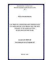 Luận án Các nhân tố ảnh hưởng đến tính hấp dẫn của điểm đến du lịch trong việc thu hút vốn đầu tư du lịch tại vùng duyên hải Nam trung bộ