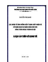 Luận án Các nhân tố ảnh hưởng đến ý định chấp nhận và sử dụng dịch vụ ngân hàng khu vực nông thôn ngoại thành ở Hà Nội