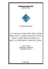 Luận án Các nhân tố ảnh hưởng đến ý định phàn nàn của khách hàng sử dụng dịch vụ điện thoại di động tại khu vực đồng bằng sông Cửu Long