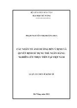 Luận án Các nhân tố ảnh hưởng đến ý định và quyết định sử dụng thẻ ngân hàng: Nghiên cứu thực tiễn tại Việt Nam