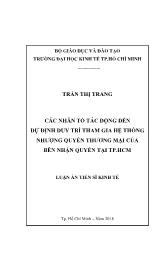 Luận án Các nhân tố tác động đến dự định duy trì tham gia hệ thống nhượng quyền thương mại của bên nhận quyền tại TP HCM