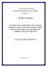 Luận án Các nhân tố tác động đến việc áp dụng mô hình lập dự toán ngân sách dựa trên kết quả hoạt động tại các đơn vị sự nghiệp công lập ở Việt Nam