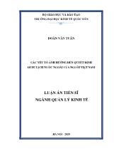 Luận án Các yếu tố ảnh hưởng đến quyết định đi du lịch nước ngoài của người Việt Nam