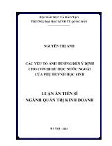 Luận án Các yếu tố ảnh hưởng đến ý định cho con đi du học nước ngoài của phụ huynh học sinh