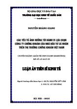 Luận án Các yếu tố ảnh hưởng tới hành vi lựa chọn công ty chứng khoán của nhà đầu tư cá nhân trên thị trường chứng khoán Việt Nam