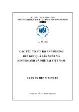 Luận án Các yếu tố rủi ro ảnh hưởng đến kết quả sản xuất và kinh doanh cà phê tại Việt Nam