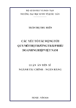 Luận án Các yếu tố tác động tới quy mô thị trường trái phiếu doanh nghiệp Việt Nam