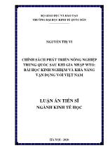 Luận án Chính sách phát triển nông nghiệp trung quốc sau khi gia nhập wto: bài học kinh nghiệm và khả năng vận dụng với Việt Nam